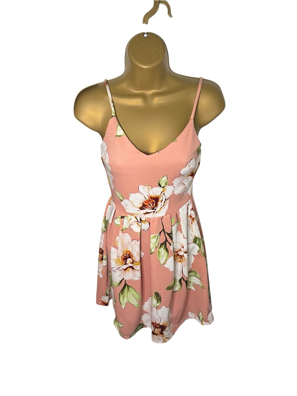Monteau Fit & Flare Dress Floral Spaghetti Strap Lined Pink XS